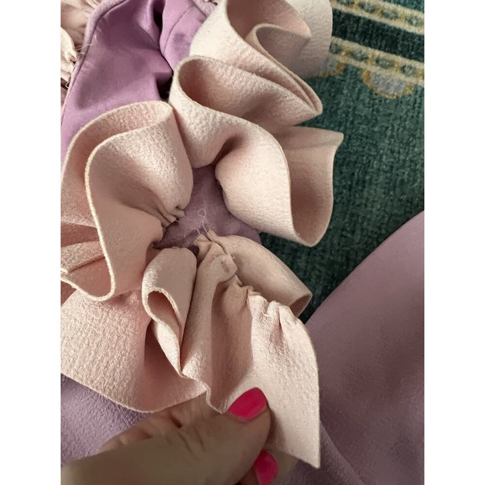 DRESS THE POPULATION Anthropologie Lavender Camelia Ruffle Maxi Dress M NWT FLAW - Picture 12 of 16